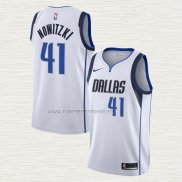 Camiseta Dirk Nowitzki NO 41 Dallas Mavericks Icon Blanco
