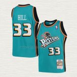 Camiseta Grant Hill NO 33 Nino Detroit Pistons Hardwood Classics Mitchell & Ness 1998-99 Verde