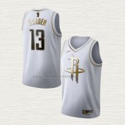 Camiseta James Harden NO 13 Houston Rockets Golden Edition Blanco