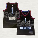 Camiseta James Harden NO 1 Philadelphia 76ers Ciudad 2020-21 Negro