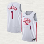 Camiseta James Harden NO 1 Philadelphia 76ers Ciudad 2022-23 Blanco