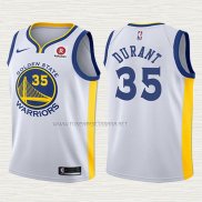 Camiseta Kevin Durant NO 35 Nino Golden State Warriors 2017-18 Blanco