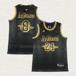 Camiseta Kobe Bryant NO 24 8 Los Angeles Lakers Black Mamba Negro