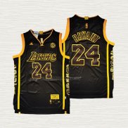 Camiseta Kobe Bryant NO 24 Los Angeles Lakers Retired Negro