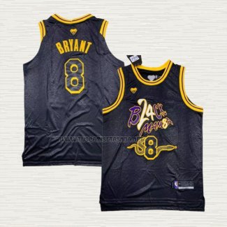 Camiseta Kobe Bryant NO 8 Los Angeles Lakers Black Mamba Snakeskin Negro