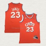 Camiseta LeBron James NO 23 Cleveland Cavaliers Retro Naranja