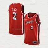 Camiseta Lonzo Ball NO 2 Chicago Bulls Ciudad 2021-22 Rojo