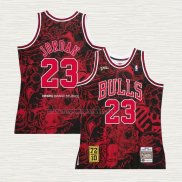Camiseta Michael Jordan NO 23 Chicago Bulls Mitchell & Ness Hebru Brantley Negro