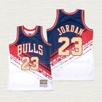 Camiseta Michael Jordan NO 23 Chicago Bulls Mitchell & Ness Negro Rojo