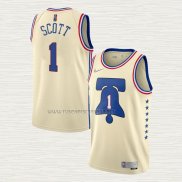 Camiseta Mike Scott NO 1 Philadelphia 76ers Earned 2020-21 Crema