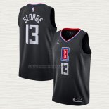 Camiseta Paul George NO 13 Los Angeles Clippers Statement 2020-21 Negro