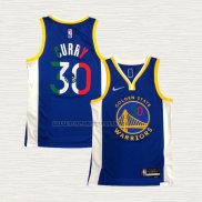 Camiseta Stephen Curry NO 30 Golden State Warriors Icon Royal Special Mexico Edition Azul