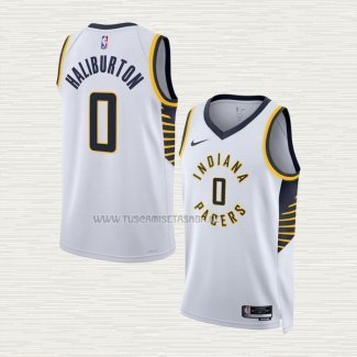 Camiseta Tyrese Haliburton NO 0 Indiana Pacers Icon 2022-23 Blanco