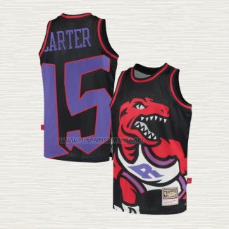 Camiseta Vince Carter NO 15 Toronto Raptors Mitchell & Ness Big Face Negro