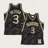 Camiseta Allen Iverson NO 3 Philadelphia 76ers Mitchell & Ness 1996-97 Negro