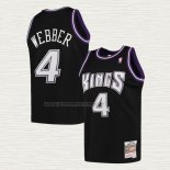 Camiseta Chris Webber NO 4 Sacramento Kings Mitchell & Ness 2000-01 Negro