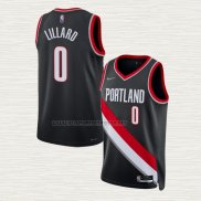 Camiseta Damian Lillard NO 0 Portland Trail Blazers Icon 2021-22 Negro