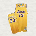 Camiseta Dennis Rodman NO 73 Los Angeles Lakers Retro Amarillo
