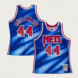 Camiseta Derrick Coleman NO 44 Brooklyn Nets Hardwood Classics Throwback Azul