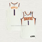 Camiseta Devin Booker NO 1 Phoenix Suns Association Autentico 2021 Blanco