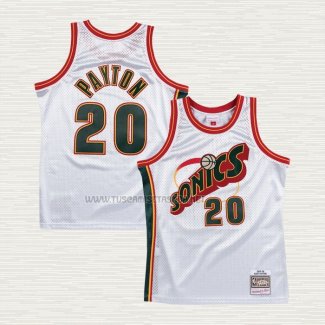 Camiseta Gary Payton NO 20 Seattle SuperSonics Retro Historic Blanco