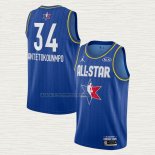 Camiseta Giannis Antetokounmpo NO 34 Milwaukee Bucks All Star 2020 Azul