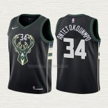 Camiseta Giannis Antetokounmpo NO 34 Nino Milwaukee Bucks 2017-18 Negro