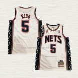 Camiseta Jason Kidd NO 5 Brooklyn Nets Mitchell & Ness 2006-07 Blanco