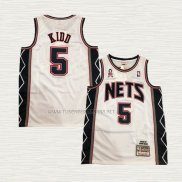 Camiseta Jason Kidd NO 5 Brooklyn Nets Mitchell & Ness 2006-07 Blanco
