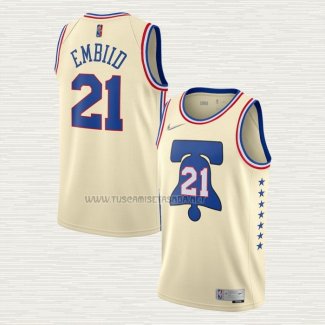 Camiseta Joel Embiid NO 21 Philadelphia 76ers Earned 2020-21 Crema