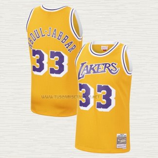 Camiseta Kareem Abdul-Jabbar NO 33 Los Angeles Lakers Mitchell & Ness 1984-85 Amarillo