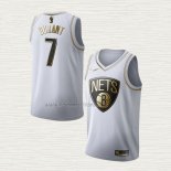 Camiseta Kevin Durant NO 7 Brooklyn Nets Golden Edition Blanco