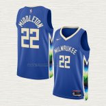 Camiseta Khris Middleton NO 22 Milwaukee Bucks Ciudad 2022-23 Azul