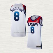 Camiseta Khris Middleton NO 8 USA 2021 Blanco