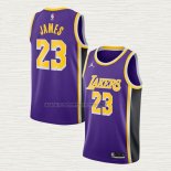 Camiseta LeBron James NO 23 Los Angeles Lakers Statement 2020-21 Violeta