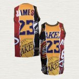 Camiseta Lebron James NO 23 Los Angeles Lakers Heat Cavaliers Negro Rojo Amarillo
