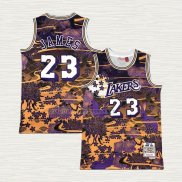 Camiseta Lebron James NO 23 Los Angeles Lakers Mitchell & Ness Lunar New Year Violeta