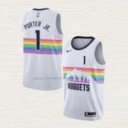 Camiseta Michael Porter NO 1 Denver Nuggets Ciudad Blanco