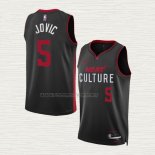 Camiseta Nikola Jovic NO 5 Miami Heat Ciudad 2023-24 Negro