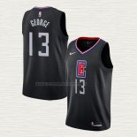 Camiseta Paul George NO 13 Los Angeles Clippers Statement 2019-20 Negro