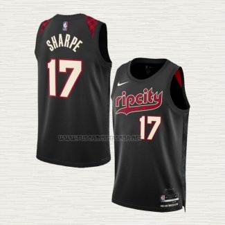 Camiseta Shaedon Sharpe NO 17 Portland Trail Blazers Ciudad 2023-24 Negro