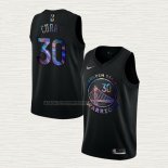 Camiseta Stephen Curry NO 30 Golden State Warriors Iridescent Logo Negro