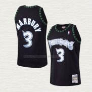 Camiseta Stephon Marbury NO 3 Minnesota Timberwolves Mitchell & Ness 1997-98 Negro