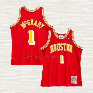 Camiseta Tracy McGrady NO 1 Houston Rockets Hardwood Classics Throwback Rojo