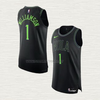 Camiseta Zion Williamson NO 1 New Orleans Pelicans Ciudad Autentico 2023-24 Negro